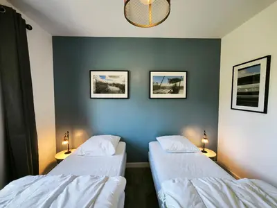 Un ou plusieurs lits dans un hébergement de l'établissement Beau-Rivage, Villa 6 personnes, plage à 200m