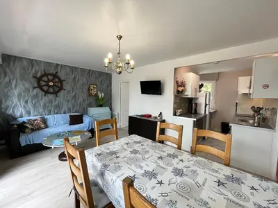Cuisine ou kitchenette dans l'établissement Appartement pinède et océan