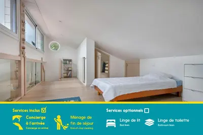 Un ou plusieurs lits dans un hébergement de l'établissement Maison à 300 m de la plage!