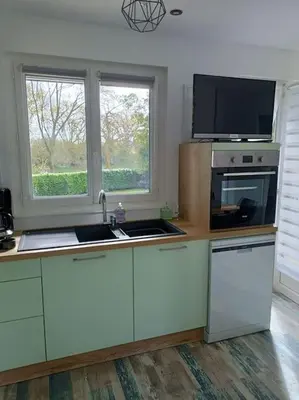 Cuisine ou kitchenette dans l'établissement Les hirondelles au bord de l'eau
