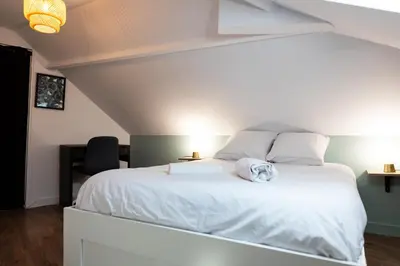 Un ou plusieurs lits dans un hébergement de l'établissement Duplex T3 moderne et lumineux Angers