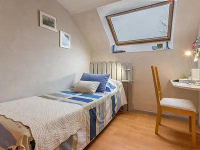 Un ou plusieurs lits dans un hébergement de l'établissement Confort et Tranquillité à Blain : Chambre Climatisée, Salle d'Eau Privative, Wifi et Vélos à Disposition - FR-1-306-1253