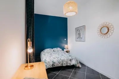 Un ou plusieurs lits dans un hébergement de l'établissement Coeur de ville #B3 - Centre ville - Chambre cosy privée - Logement partagé