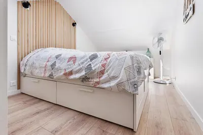 Un ou plusieurs lits dans un hébergement de l'établissement Loft des bords de Loire, idéal voyage d'affaires & Week end