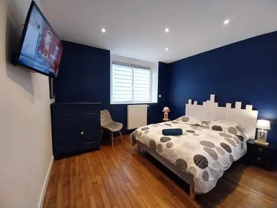 Un ou plusieurs lits dans un hébergement de l'établissement Gîte Le Berceau du Marin 4 chambres terrasse & spa Redon centre 300m