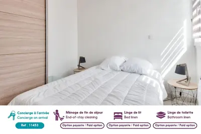 Un ou plusieurs lits dans un hébergement de l'établissement Appartement pour 4- Balcon- Plage des Becs