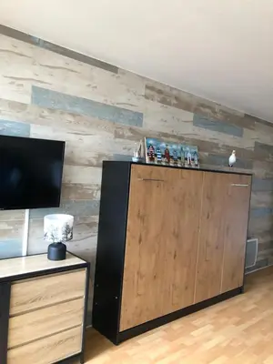 Cuisine ou kitchenette dans l'établissement Studio Bords de plage