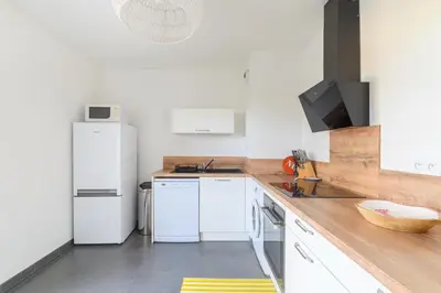 Cuisine ou kitchenette dans l'établissement Super appartement, la Guérinière à Noirmoutier