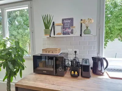 Plateau bouilloire dans l'établissement Appartement Spacieux avec Parking proche MER