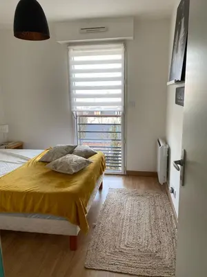 Un ou plusieurs lits dans un hébergement de l'établissement Appartement cosy jardin des plantes avec parking
