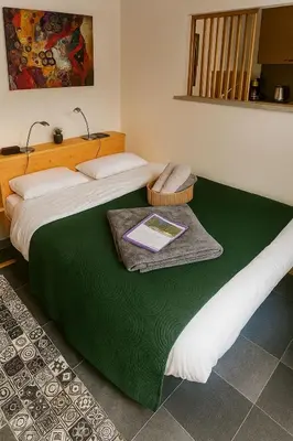 Un ou plusieurs lits dans un hébergement de l'établissement Le nid Nantais studio cosy à Nantes, parc - expo , stade La Beaujoire