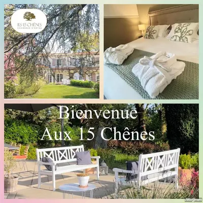 Jardin de l'établissement LES 15 CHENES Chambres d hôtes, parc arboré de 5000 m2 à 20KM du PUYDUFOU Une suite familiale et 3 chambres doubles