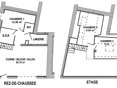 Plan de l'établissement Gîte Familial Rénové, Proche Canal, Terrasse, Jardin, et Verger Commun, à 20 km de Nantes - FR-1-306-1262