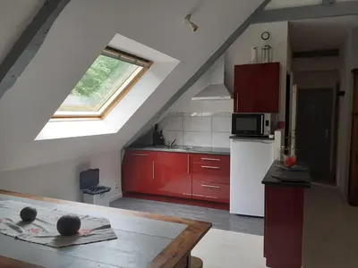Cuisine ou kitchenette dans l'établissement Gite à la ferme du chateau