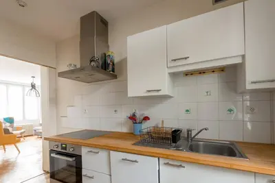 Cuisine ou kitchenette dans l'établissement Le Terminus