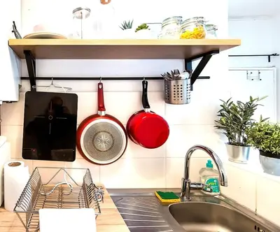 Cuisine ou kitchenette dans l'établissement L'impressionniste-Charme de l'ancien-Hypercentre