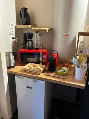 Cuisine ou kitchenette dans l'établissement Gîte campagne