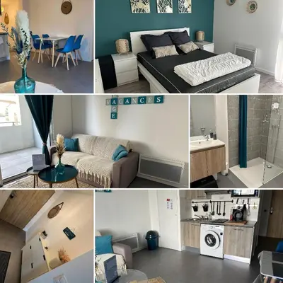 Cuisine ou kitchenette dans l'établissement L’horizon bleu