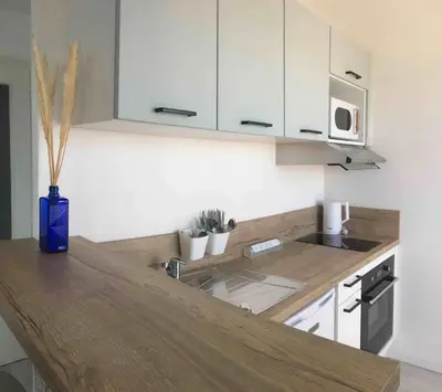Cuisine ou kitchenette dans l'établissement Studio 61, vue mer, wifi, parking privé