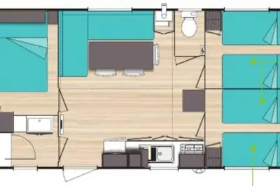 Plan de l'établissement Mobil-home, 3 ch , 6 personnes 800CR