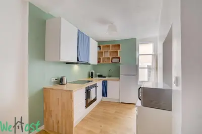 Cuisine ou kitchenette dans l'établissement Scribe bleu1 Cosy & calme au cœur de Nantes