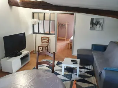 Télévision ou salle de divertissement dans l'établissement Gîte de la BOËRE - piscine