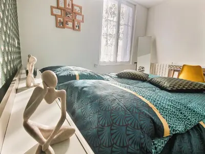 Un ou plusieurs lits dans un hébergement de l'établissement Appartement de standing - coeur de Rezé / 10min de Nantes