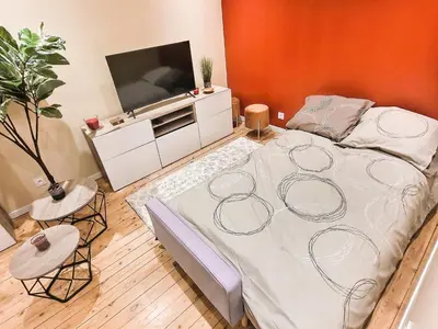 Un ou plusieurs lits dans un hébergement de l'établissement Appartement de standing - coeur de Rezé / 10min de Nantes