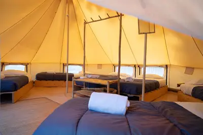 Un ou plusieurs lits dans un hébergement de l'établissement Lodg'ing Nature Camp Anjou