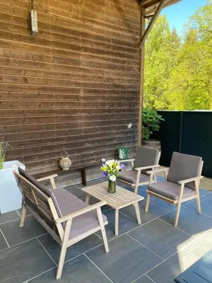Balcon ou terrasse dans l'établissement CHAMBRE GITE DE LA POMMERAIE