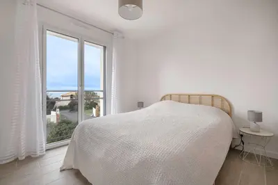 Un ou plusieurs lits dans un hébergement de l'établissement Maison récente à Pornic 500m de la plage pour 5