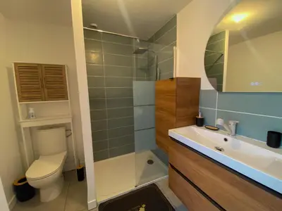 Salle de bains dans l'établissement Les Gîtes de Bellevue