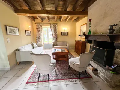 Coin salon dans l'établissement Gite Vert Maison Bretonne