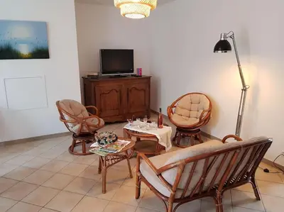Télévision ou salle de divertissement dans l'établissement Gîte à Saint André des Eaux