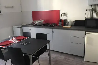 Cuisine ou kitchenette dans l'établissement Large studio in the heart of Nantes