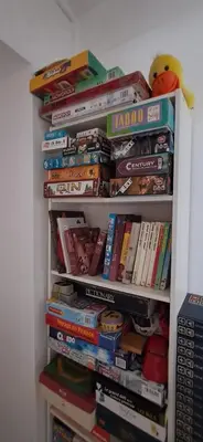 Bibliothèque dans le séjour chez l'habitant