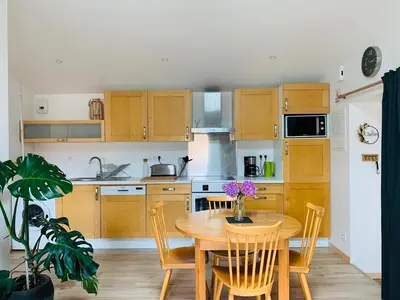 Cuisine ou kitchenette dans l'établissement Le Solier, gîte à la campagne