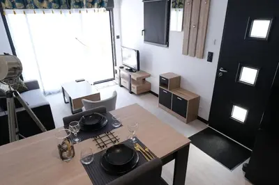 Cuisine ou kitchenette dans l'établissement Anubis