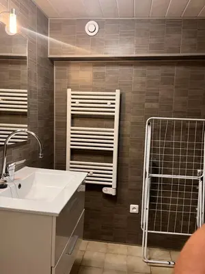 Salle de bains dans l'établissement Appartement pierres apparentes