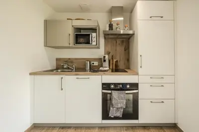 Cuisine ou kitchenette dans l'établissement Grange Rénovée 5 personnes-Gîte Le 411