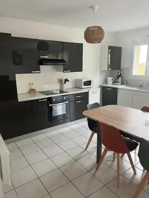 Cuisine ou kitchenette dans l'établissement Les Flamants roses