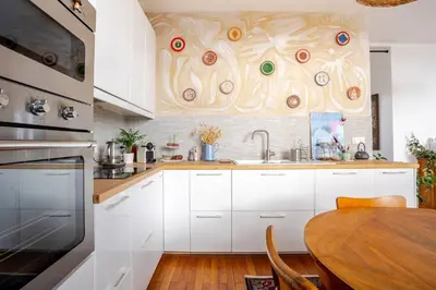 Cuisine ou kitchenette dans l'établissement Chambre chez l'habitant - Arty & Élégante - SDB privée