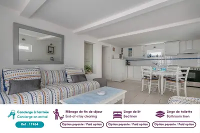 Cuisine ou kitchenette dans l'établissement 280m de la plage, appartement pour 4