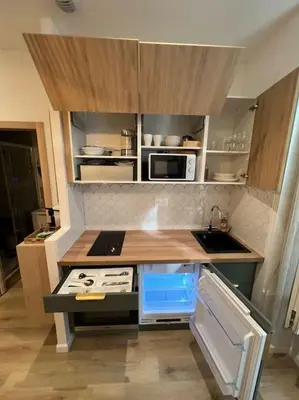 Cuisine ou kitchenette dans l'établissement L Ecrin Nantais