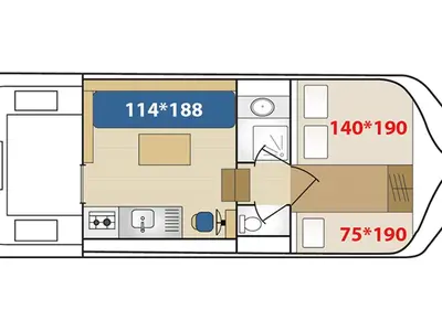 Plan de l'établissement Séjour Unique à Bord d'un Bateau à Chenillé-Changé - Jusqu'à 5 Pers. - API-1-46-23