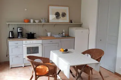 Cuisine ou kitchenette dans l'établissement Maisonnette l'Olivier Bleu