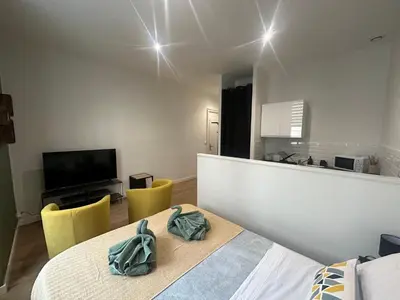 Télévision ou salle de divertissement dans l'établissement Lysbed - Studio Camélia - Angers