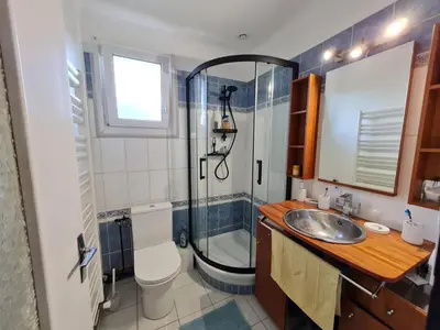 Salle de bains dans l'établissement Chambre Gabare proche Nantes
