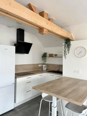 Cuisine ou kitchenette dans l'établissement Logement T2 indépendant 10 mn Angers