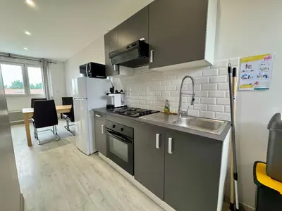Cuisine ou kitchenette dans l'établissement Domaine des 5 Roses - Rose Sombre